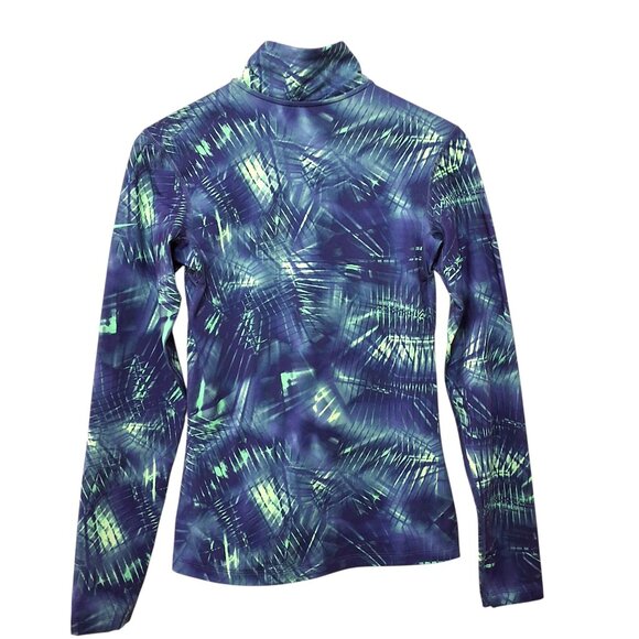 Nike Womens Pro Dri-Fit 1/2 Zip Long Sleeve Training Top Purple/Neon Green Desig - Picture 2 of 8